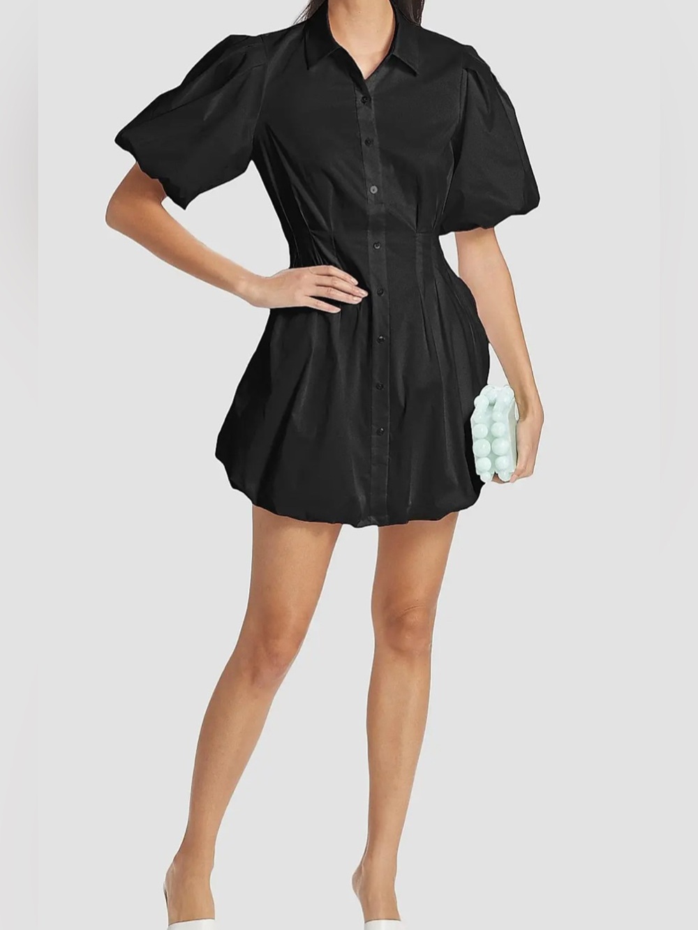 Jonathan SIMKHAI
Cleo Short Balloon Puff-Sleeve Pintuck Minidress SZ 0
